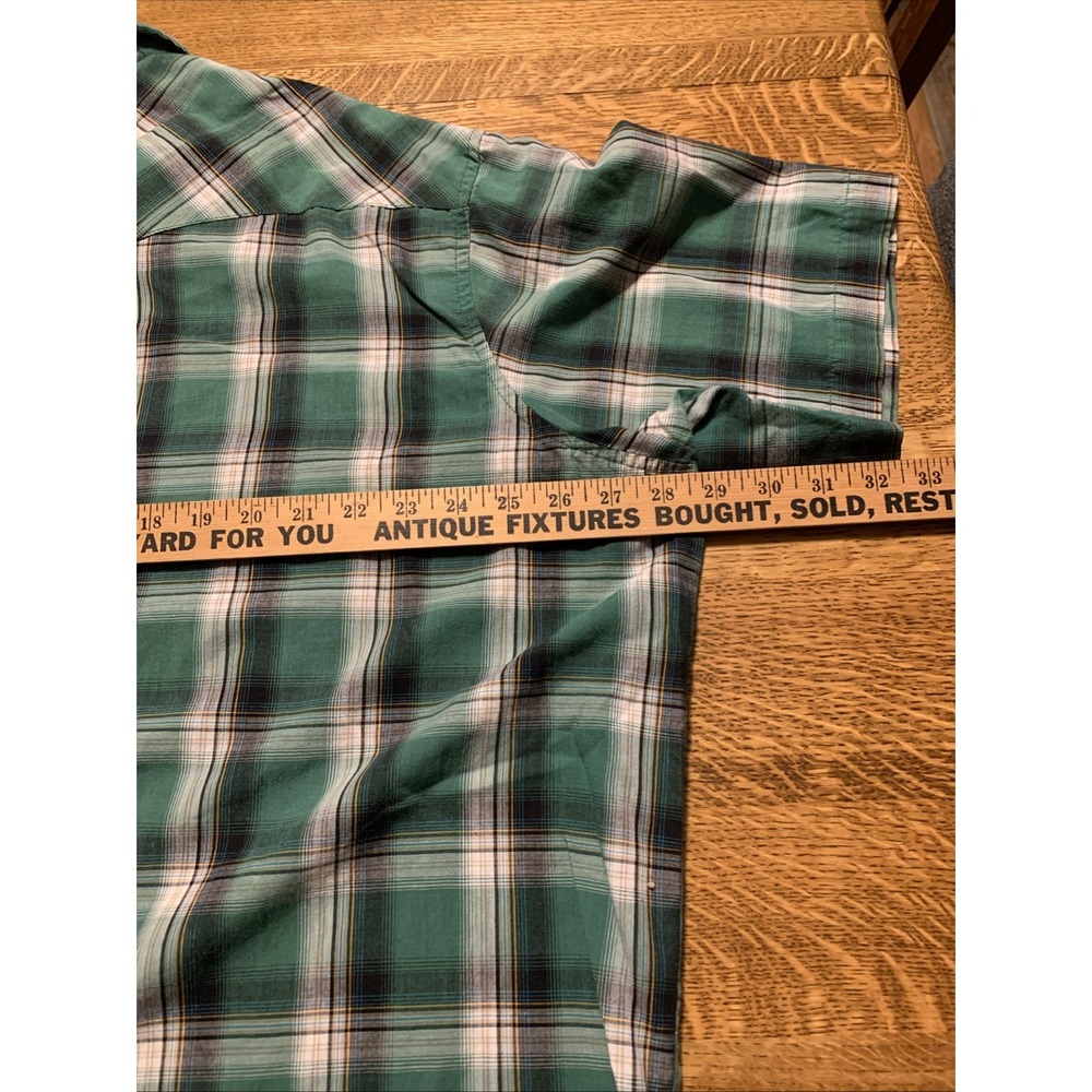Wrangler Retro Western Shirt‎ Mens XXL Green Plaid Pearl Snaps Short Sleeve - Picture 6 of 7